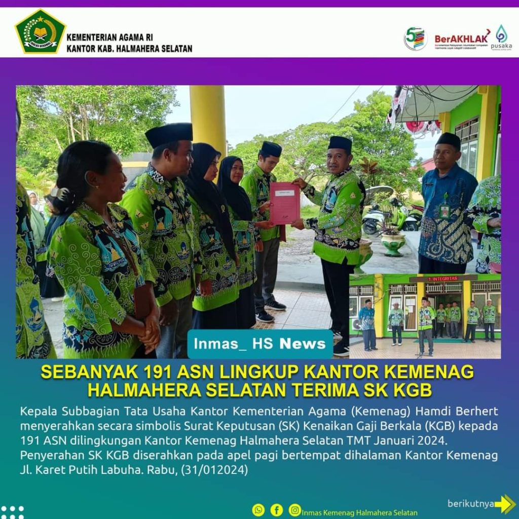 191 ASN Kantor Kemenag Halsel Terima SK KGB.
