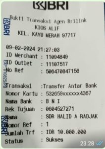 Lembaran Bukti Tranfes Ke Oknum Komisioner KPU Tersebar.