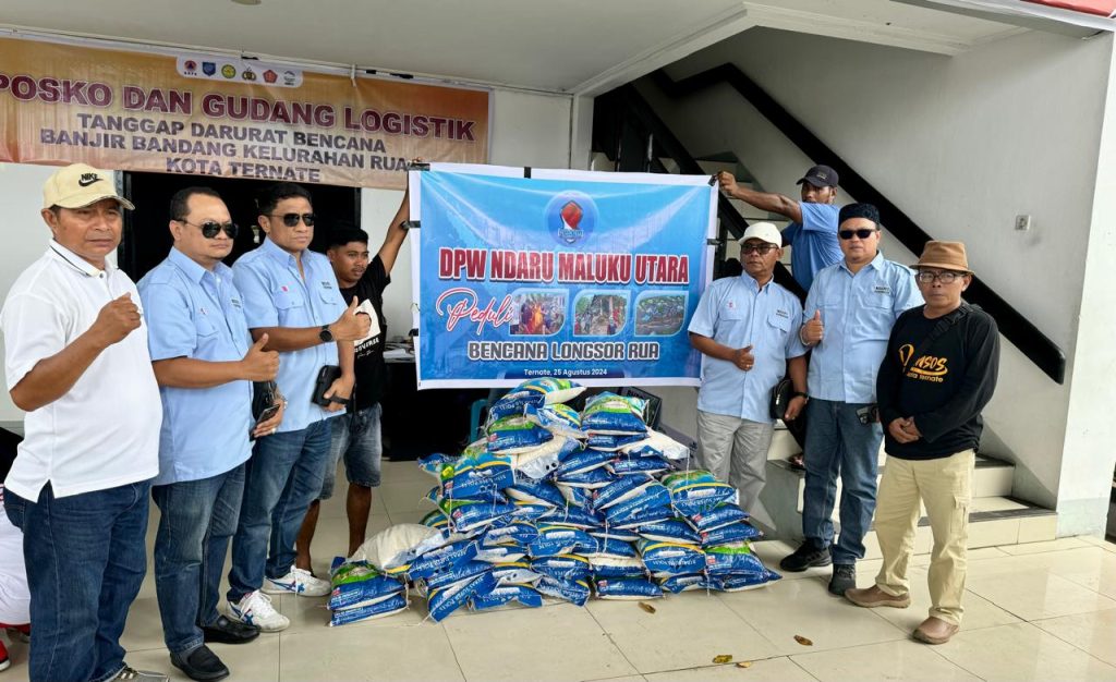 DPW Ndaru Malut Salurkan Bantuan untuk Korban Banjir Bandang di Kelurahan Rua