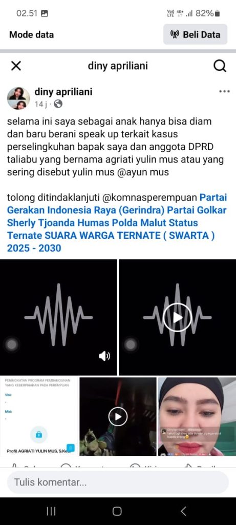 Dugaan Skandal, Rekaman Mesra Ketua Komisi II DPRD Malut dengan Petinggi Polisi Viral di Medsos