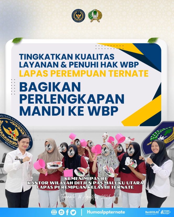 
 Lapas Perempuan Ternate Bagikan Perlengkapan Mandi untuk Warga Binaan