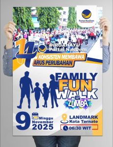 Semarak HUT ke-14, NasDem Malut dan DPD Ternate Kolaborasi Gelar Fun Walk & Zumba