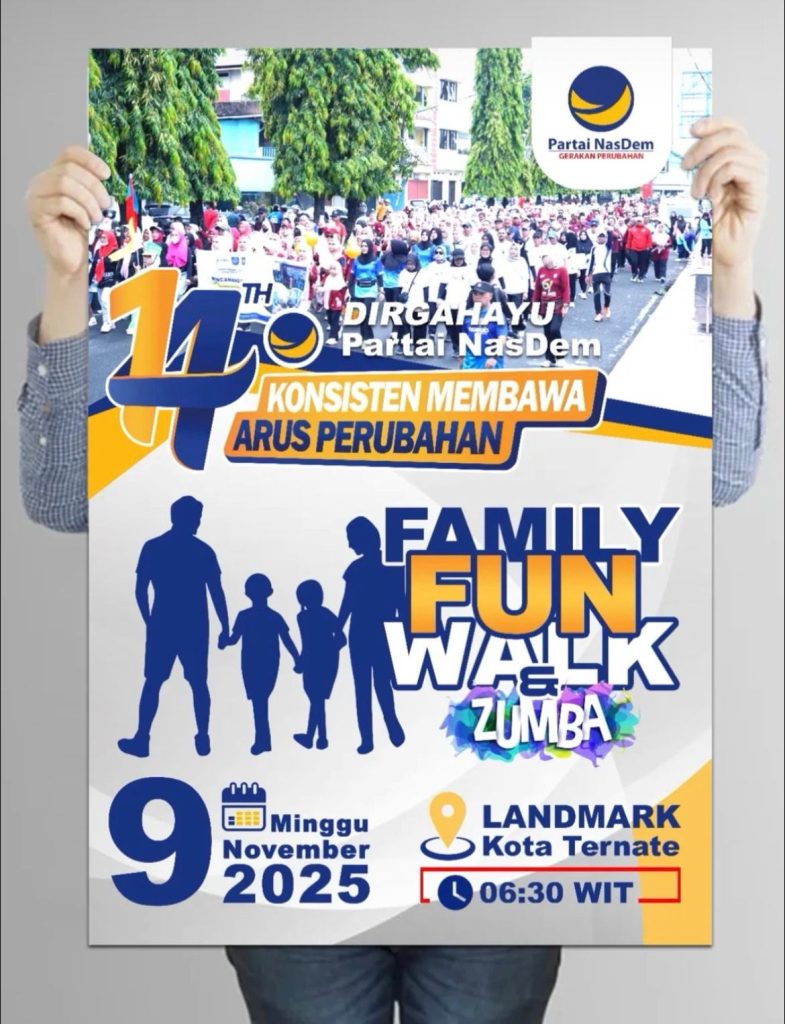 Semarak HUT ke-14, NasDem Malut dan DPD Ternate Kolaborasi Gelar Fun Walk & Zumba