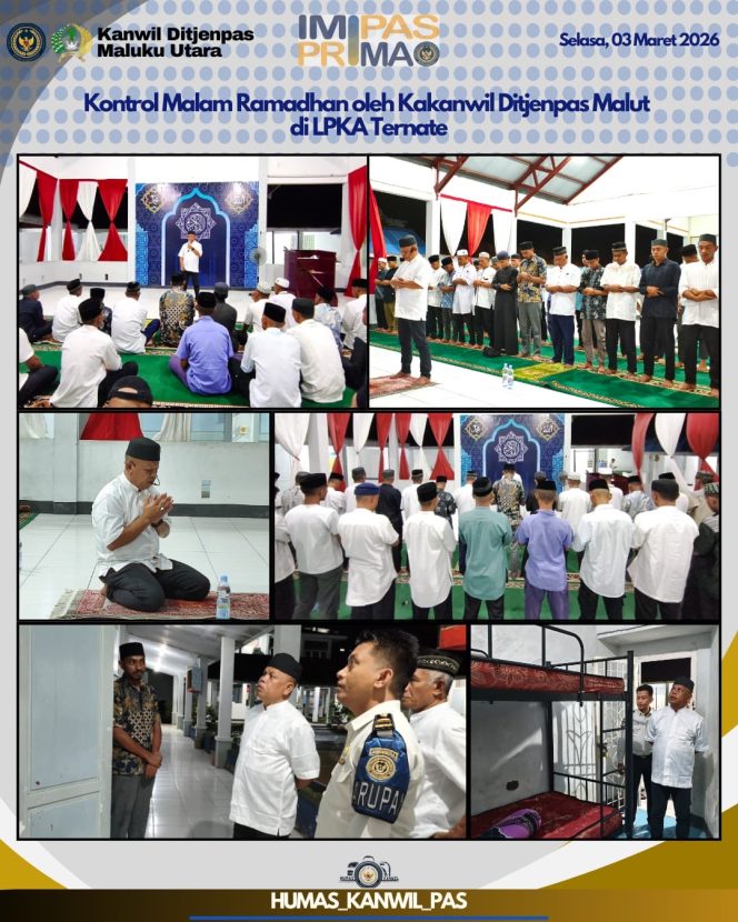 
 Kakanwil Ditjenpas Malut Lakukan Kontrol Malam Ramadan di LPKA Ternate