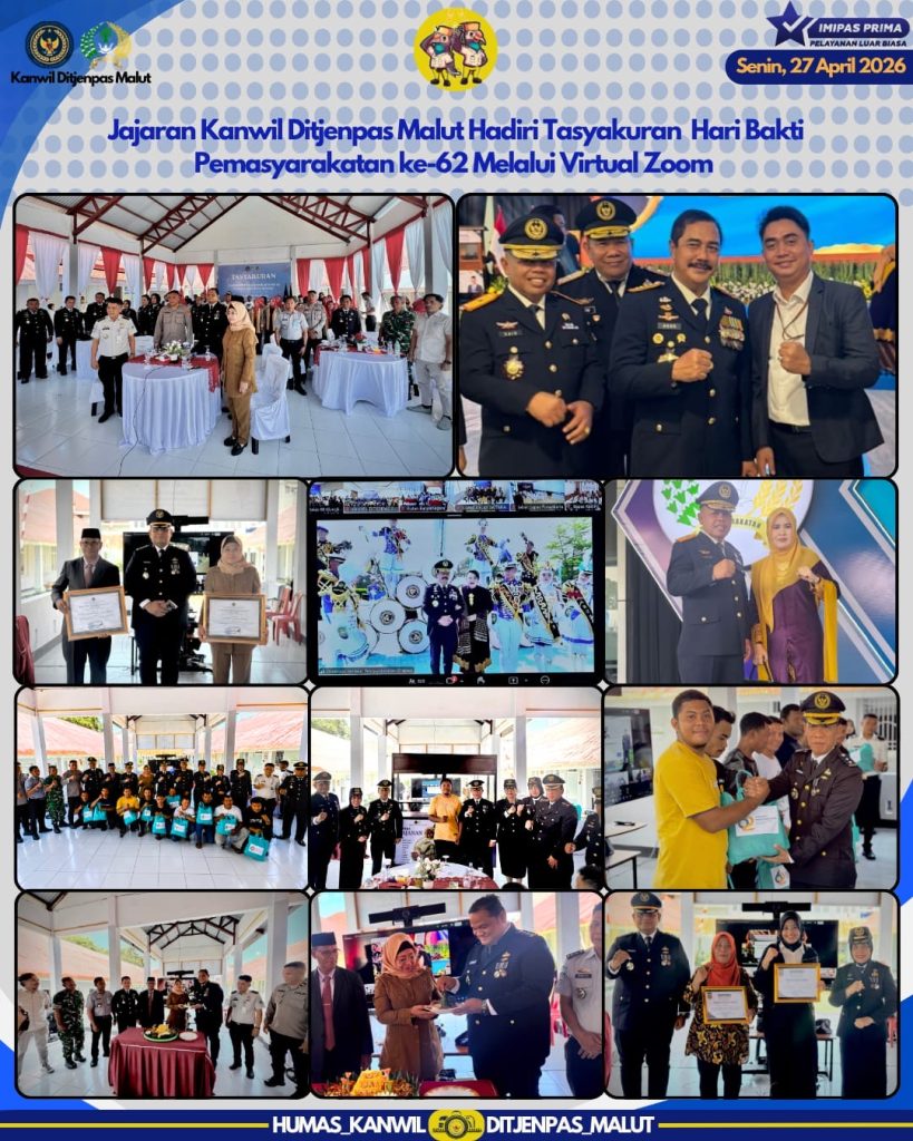 HBP ke-62, Ditjenpas Malut Gelar Tasyakuran Virtual, Salurkan Bansos dan Serahkan Gerobak UMKM