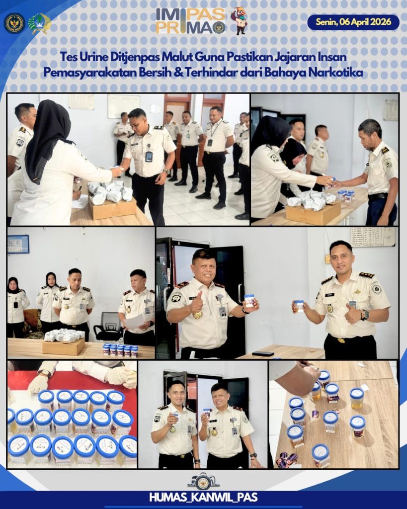 Kanwil Ditjenpas Malut Gelar Tes Urine Serentak, Pastikan Pegawai Bebas Narkoba
