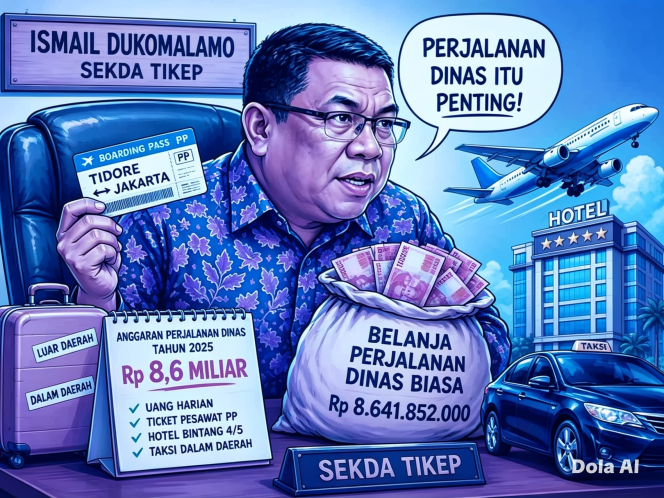 
 Anggaran Tiket dan Hotel Sekda Tidore Capai Rp 8,6 Miliar: Pemborosan Mengerikan di Tengah Keterbatasan Daerah