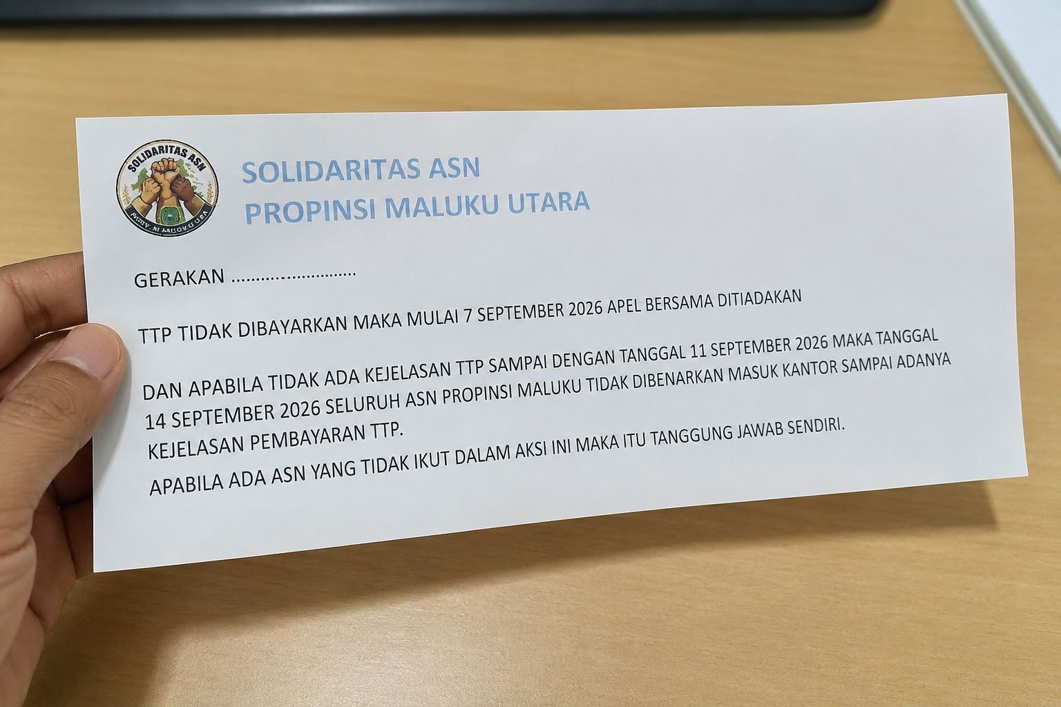 ASN Malut Ancam Mogok Kerja, TPP Juli-Agustus Belum Dibayar